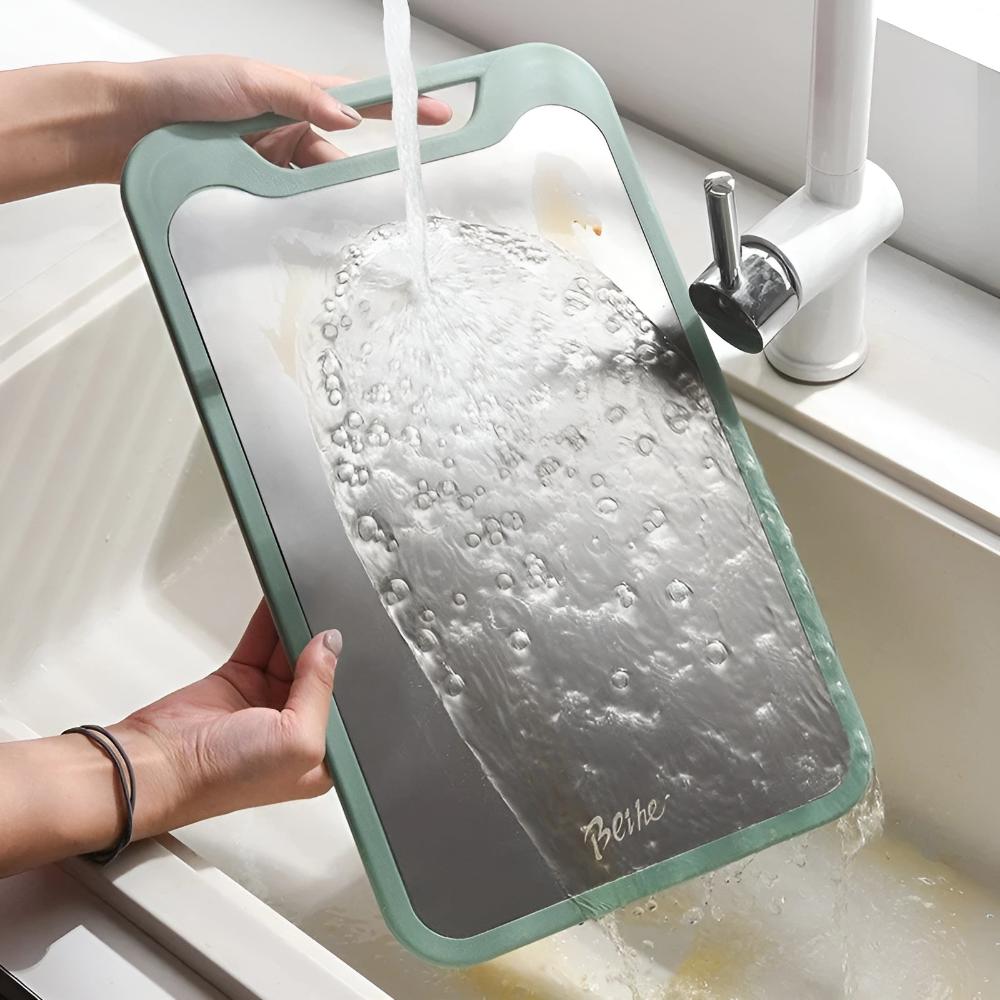 Double Sided Stainless Steel Chopping Board with Garlic Grinder
