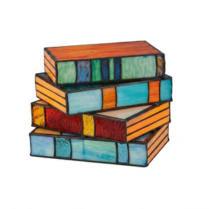 Luna Handcrafted Stained Glass Book Lamp