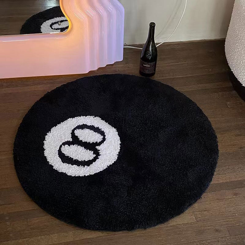 Fluffy 8 Ball Round Accent Rug