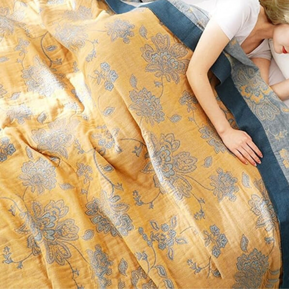 Five Layer Floral Cotton Gauze Blanket