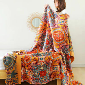 Sunrise Boho Reversible Cooling Cotton Blanket