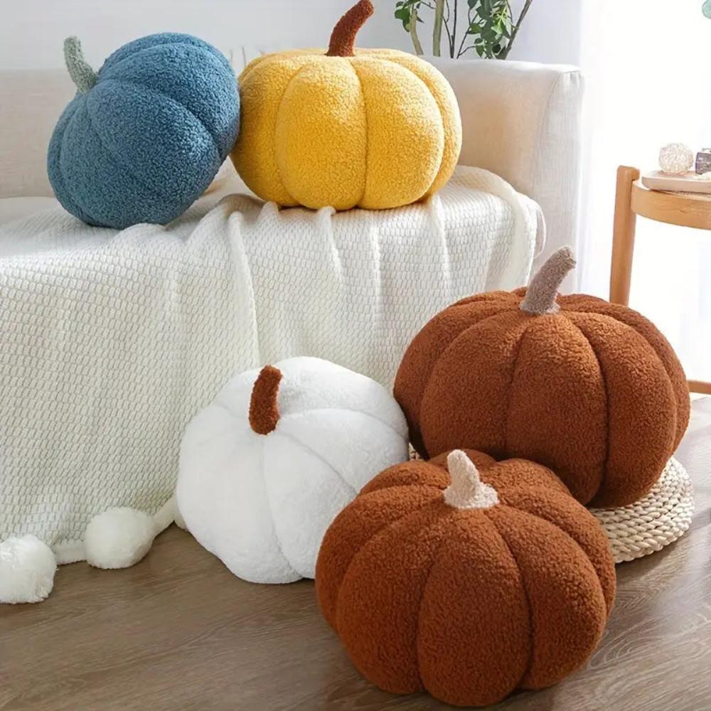 Plush Pumpkin Cushion for Fall and Halloween Decor