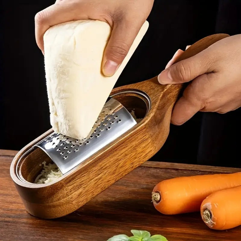 Acacia Wood Handle Stainless Steel Cheese Grater