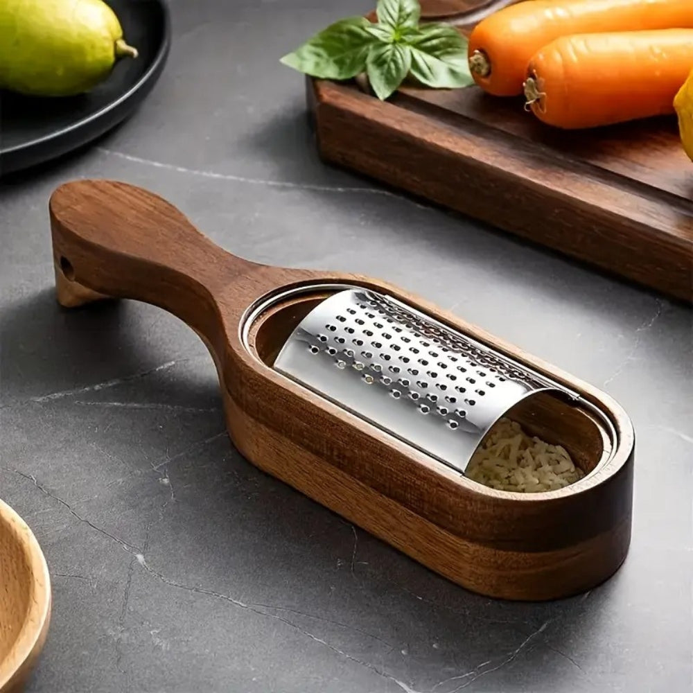 Acacia Wood Handle Stainless Steel Cheese Grater