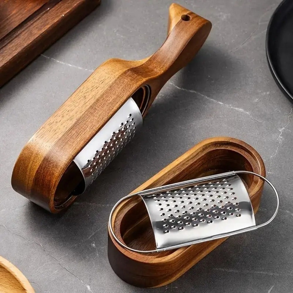 Acacia Wood Handle Stainless Steel Cheese Grater