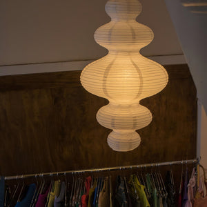 Sora Japandi Sculptural Rice Paper Plug In Pendant Lamp