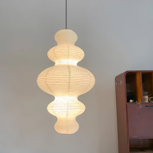 Sora Japandi Sculptural Rice Paper Plug In Pendant Lamp