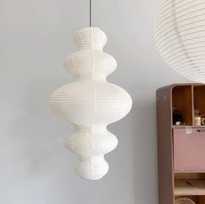 Sora Japandi Sculptural Rice Paper Plug In Pendant Lamp