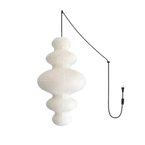 Sora Japandi Sculptural Rice Paper Plug In Pendant Lamp