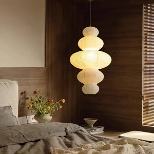 Sora Japandi Sculptural Rice Paper Plug In Pendant Lamp