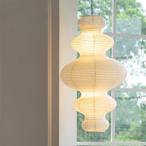 Sora Japandi Sculptural Rice Paper Plug In Pendant Lamp
