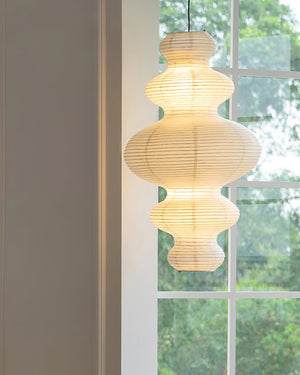 Sora Japandi Sculptural Rice Paper Plug In Pendant Lamp