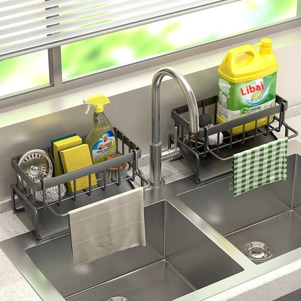 Self Draining All in One Sponge Soap and Cloth Rack