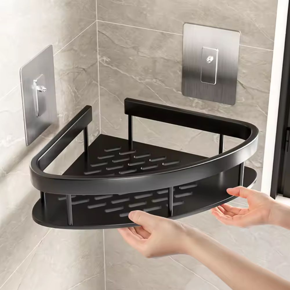 No Drill Adhesive Aluminium Shower Caddy Shelf