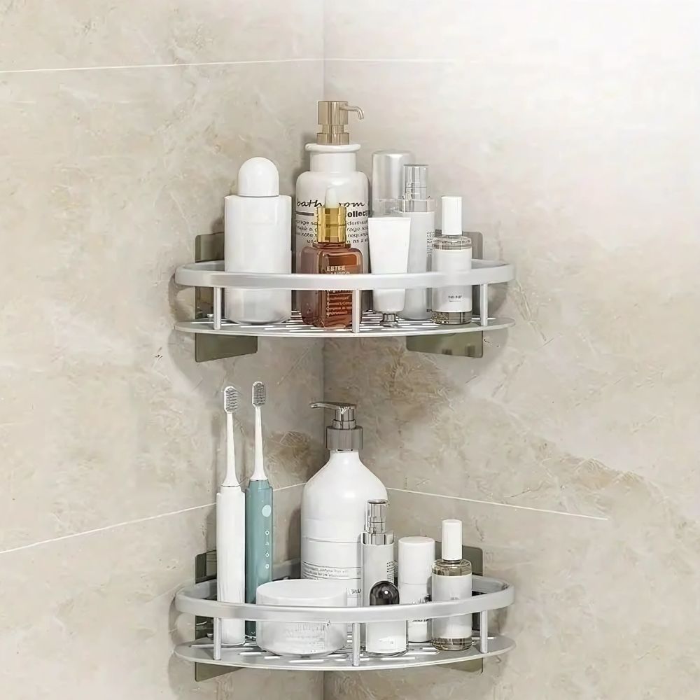 No Drill Adhesive Aluminium Shower Caddy Shelf