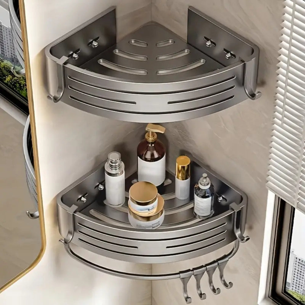 Rust Resistant Aluminum Corner Shower Caddy Rack