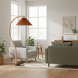 Thalia Oversized Warm Linen Shade Drum Floor Lamp