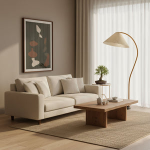 Thalia Oversized Warm Linen Shade Drum Floor Lamp