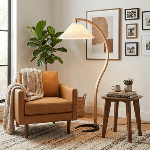 Thalia Oversized Warm Linen Shade Drum Floor Lamp