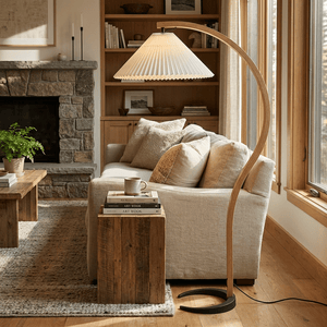 Thalia Oversized Warm Linen Shade Drum Floor Lamp