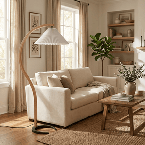 Thalia Oversized Warm Linen Shade Drum Floor Lamp