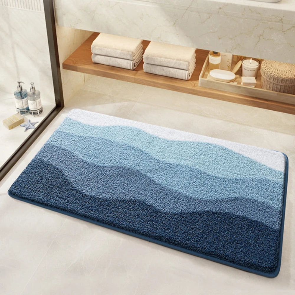 Non Slip Coastal Wave Pattern Bath Mat