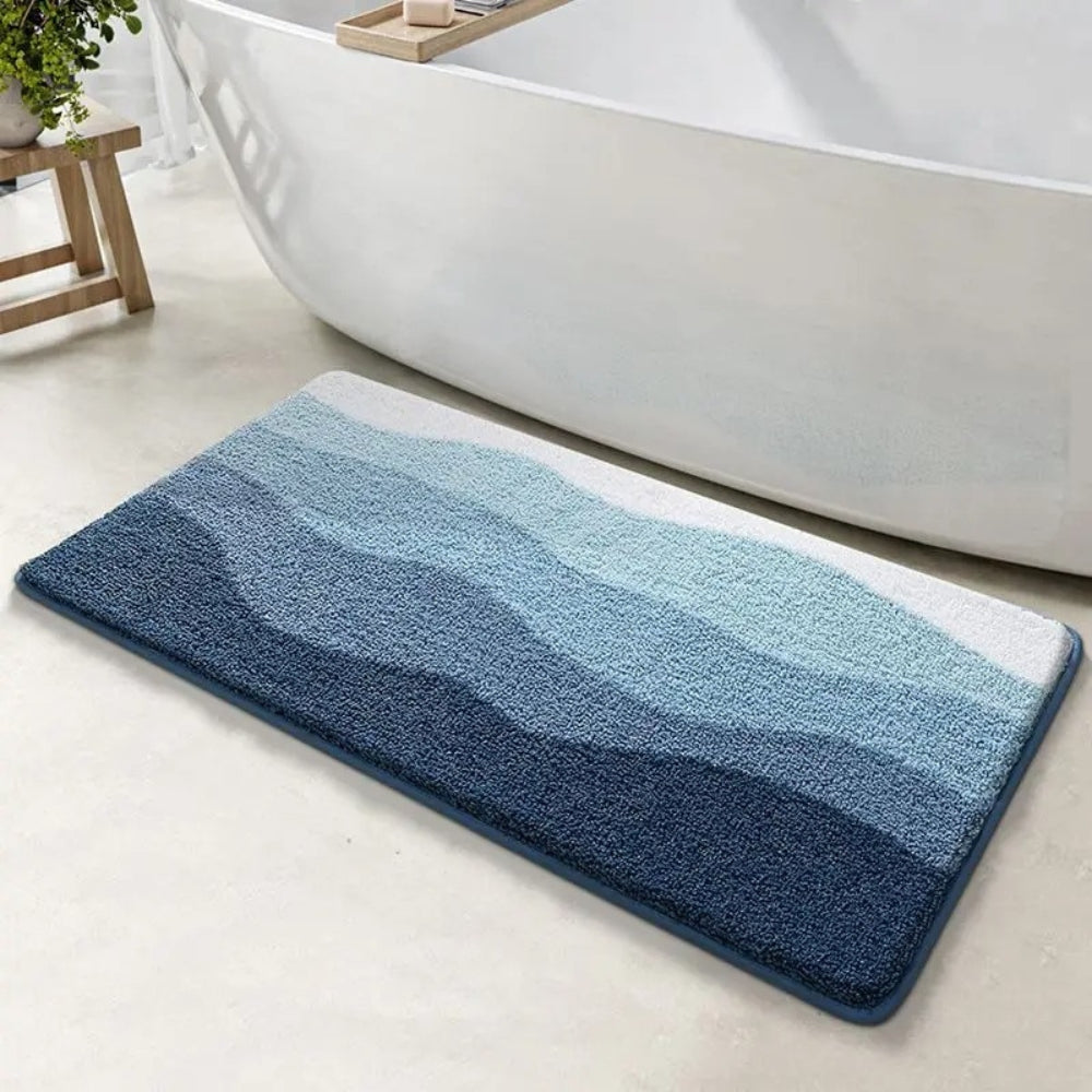 Non Slip Coastal Wave Pattern Bath Mat