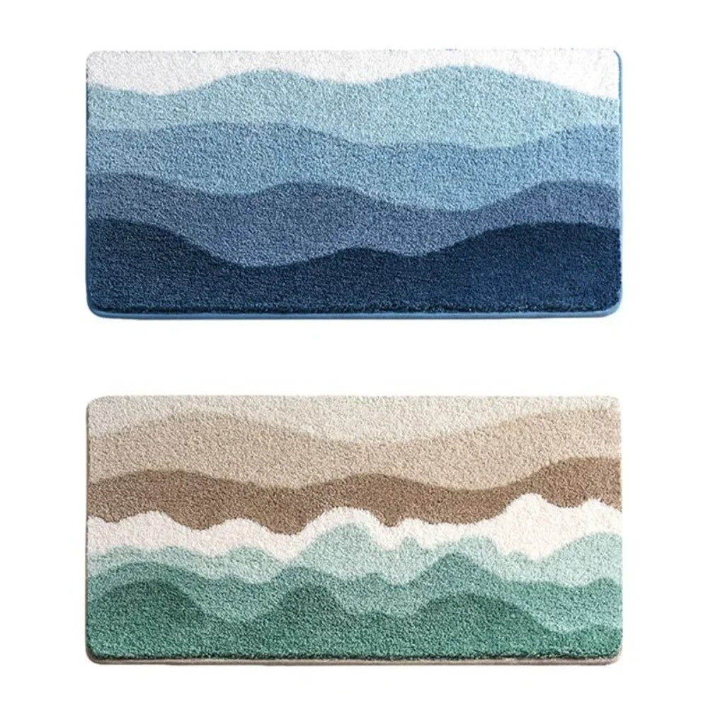Non Slip Coastal Wave Pattern Bath Mat
