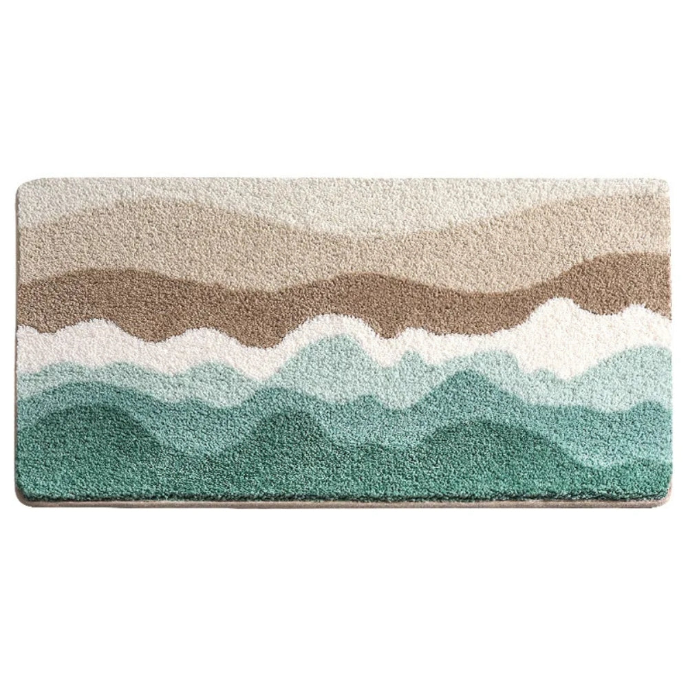 Non Slip Coastal Wave Pattern Bath Mat