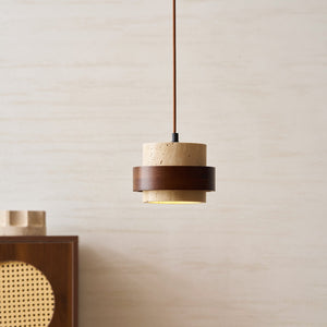 Caldera Sculptural Matte Travertine Pendant Lamp