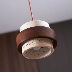 Caldera Sculptural Matte Travertine Pendant Lamp