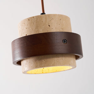 Caldera Sculptural Matte Travertine Pendant Lamp