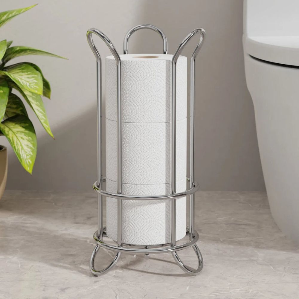 Freestanding Chrome Toilet Roll Stand