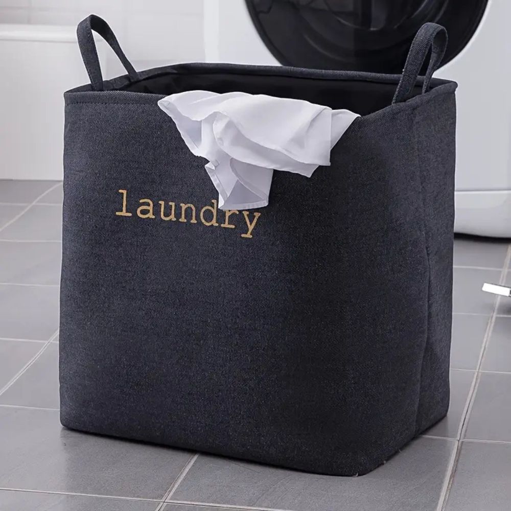 Foldable Letter Print Fabric Laundry Basket