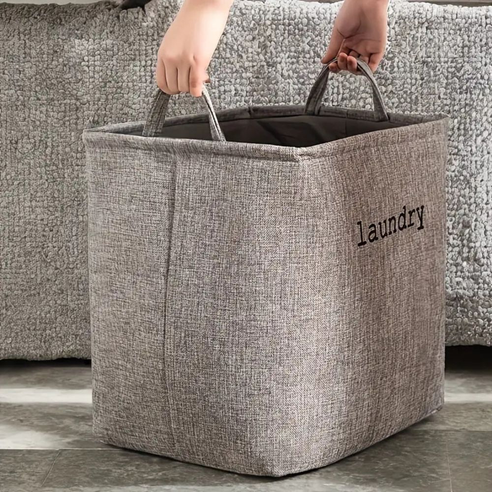 Foldable Letter Print Fabric Laundry Basket