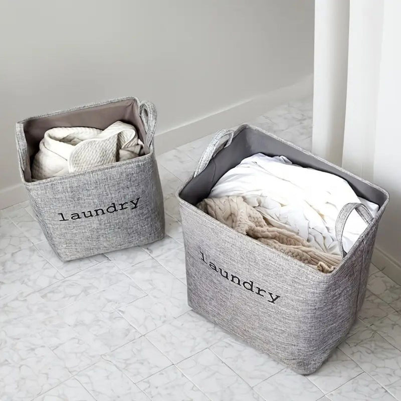 Foldable Letter Print Fabric Laundry Basket