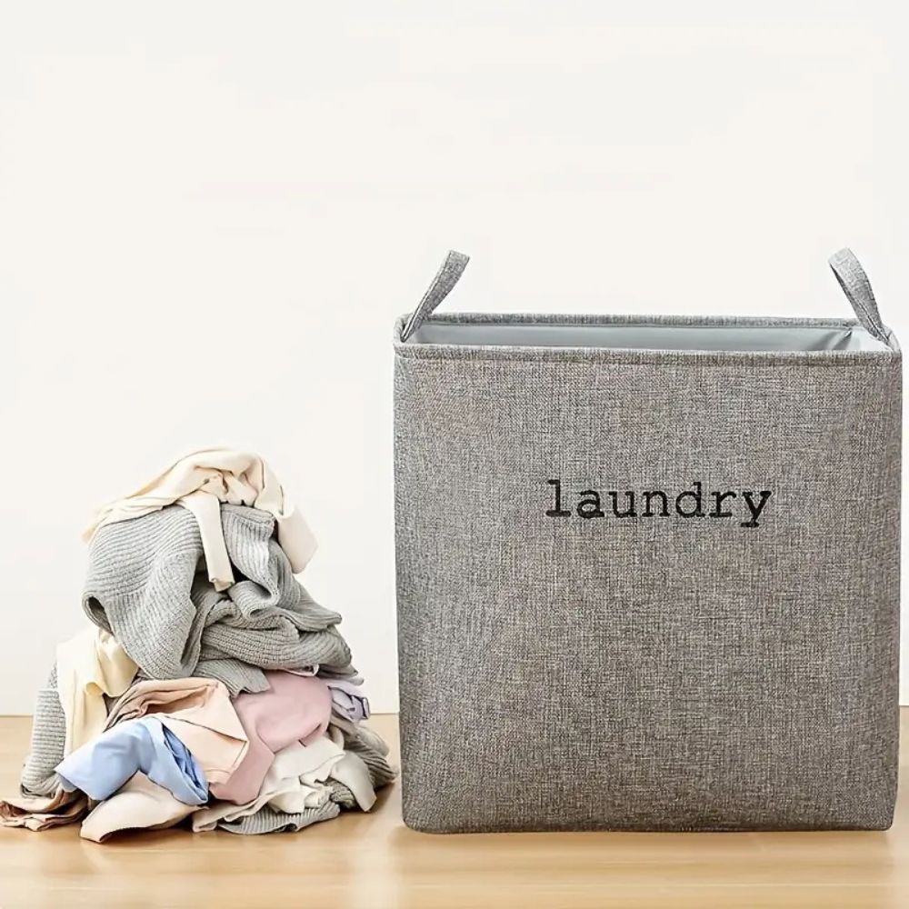 Foldable Letter Print Fabric Laundry Basket