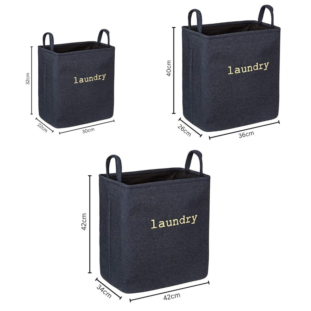 Foldable Letter Print Fabric Laundry Basket