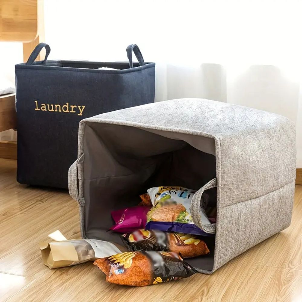Foldable Letter Print Fabric Laundry Basket