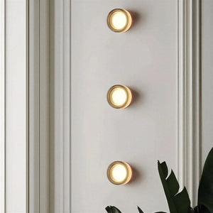 Halo Dimpled Cast Glass Round Wall Sconce