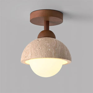 Terrano Matte Sculptural Travertine Ceiling Lamp