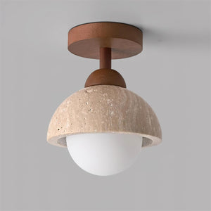 Terrano Matte Sculptural Travertine Ceiling Lamp