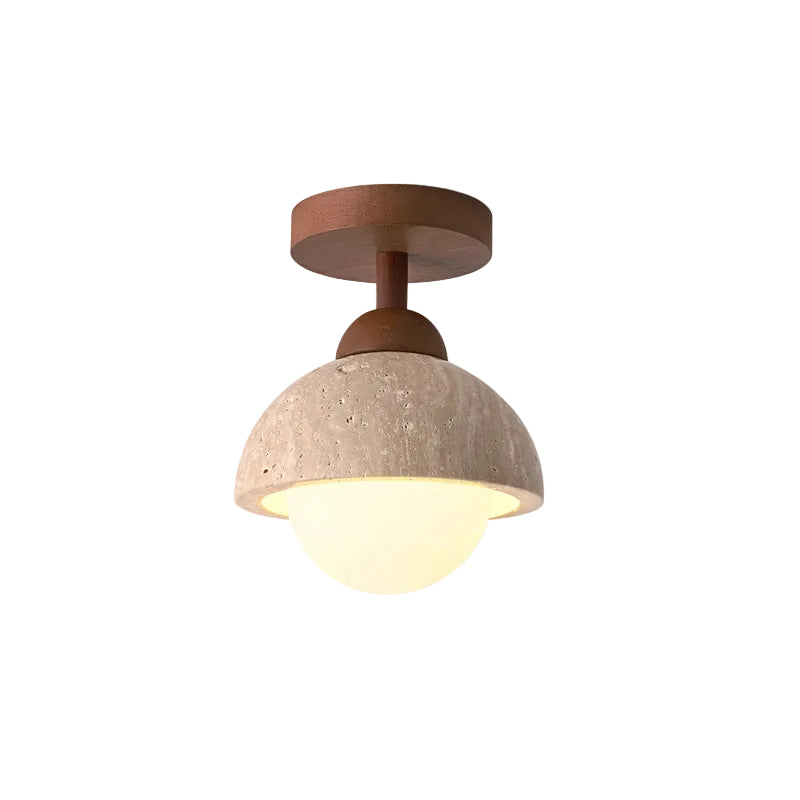 Terrano Matte Sculptural Travertine Ceiling Lamp