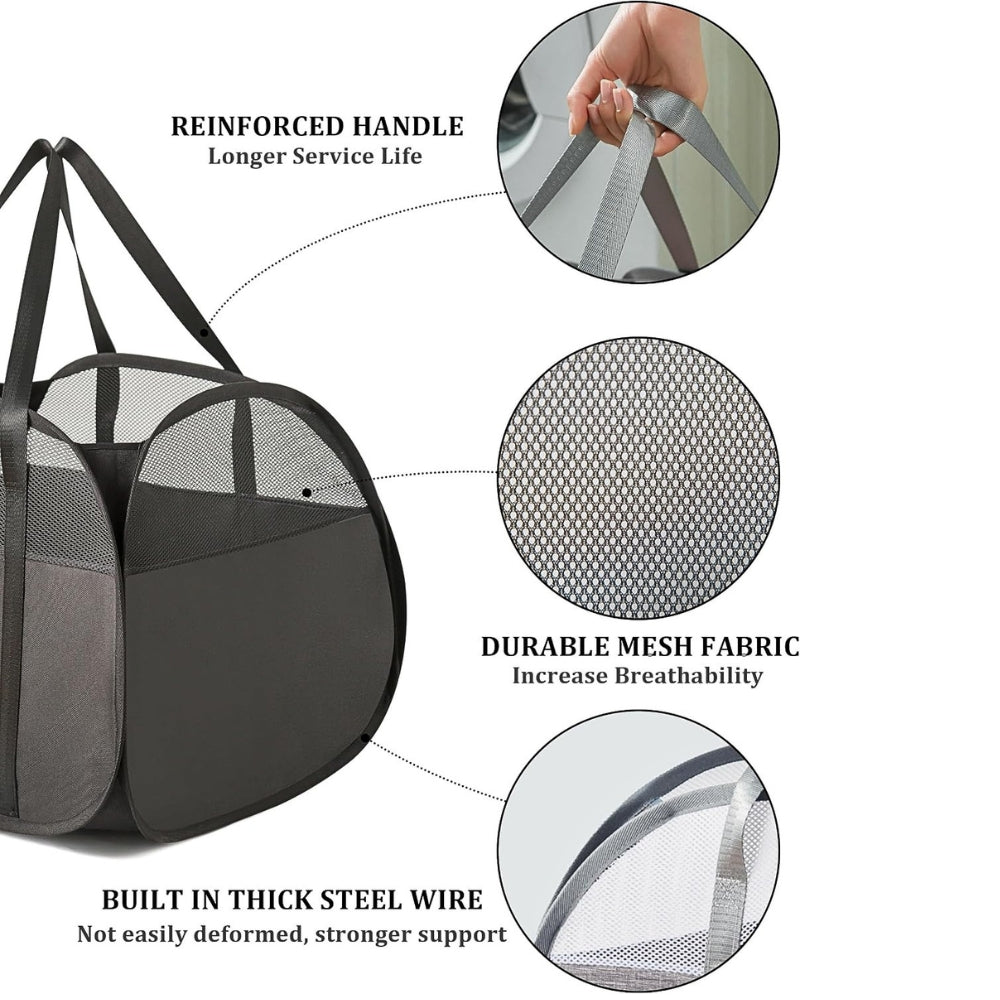 Collapsible Laundry Basket With Carry Handles