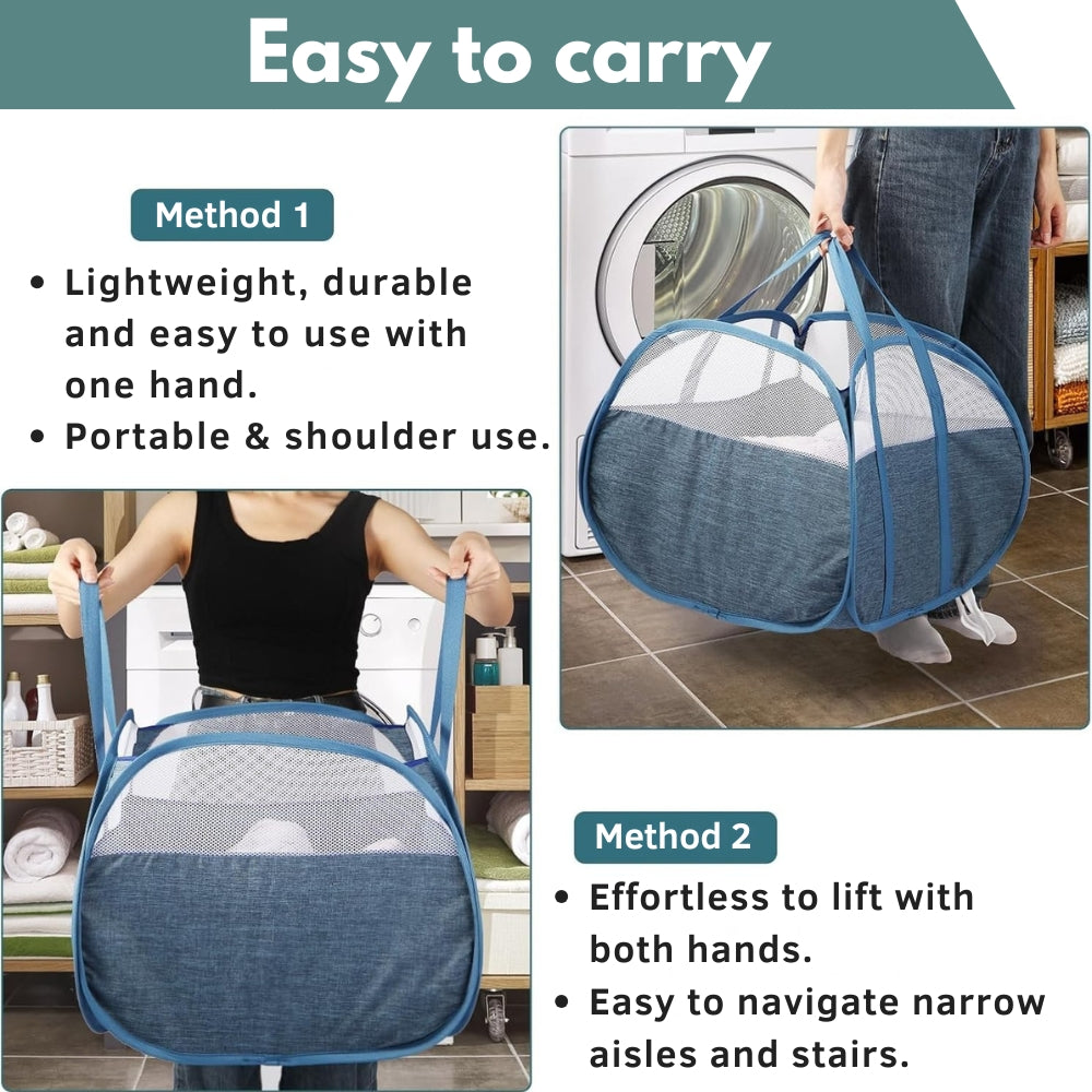 Collapsible Laundry Basket With Carry Handles