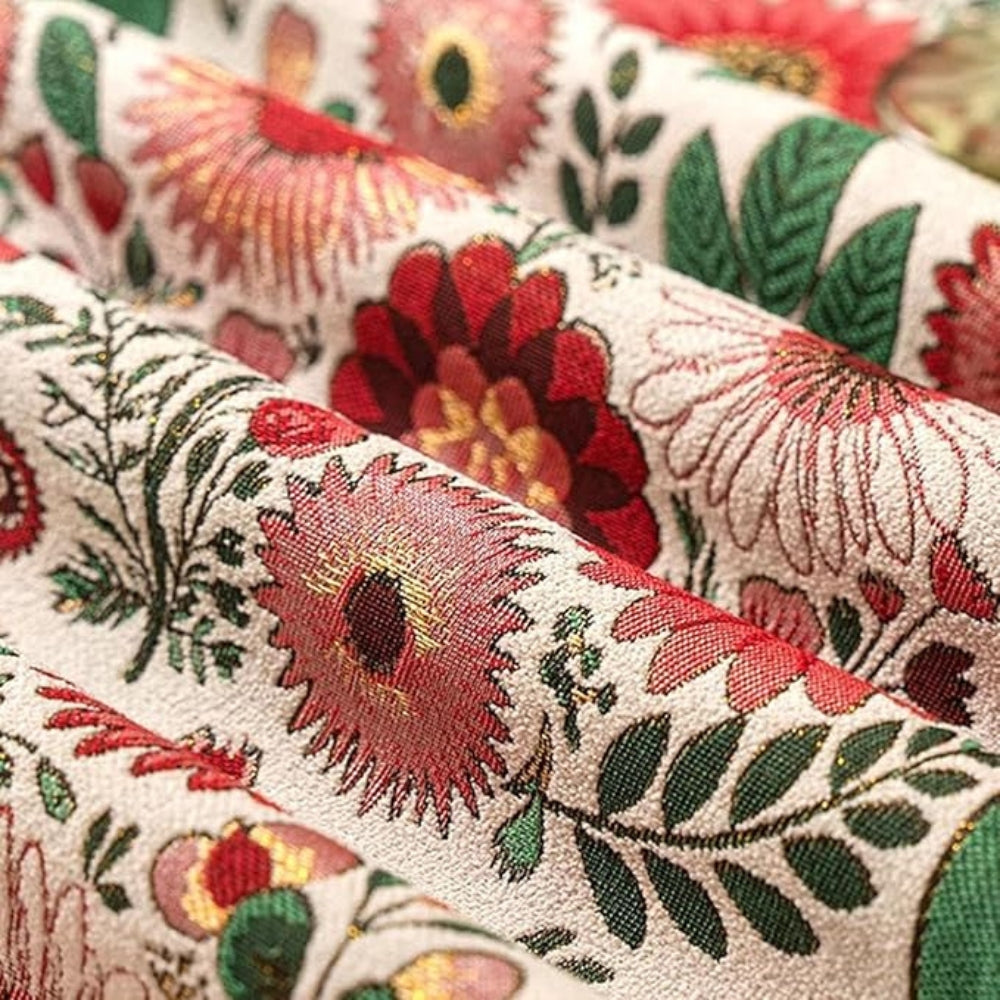 Boho Floral Embroidered Table Runner With Colorful Tassels