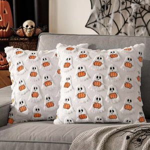Faux Fleece Pumpkin Cushion Cover for Halloween