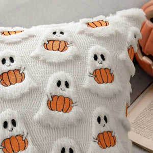 Faux Fleece Pumpkin Cushion Cover for Halloween