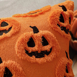 Faux Fleece Pumpkin Cushion Cover for Halloween