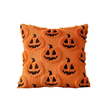 Faux Fleece Pumpkin Cushion Cover for Halloween